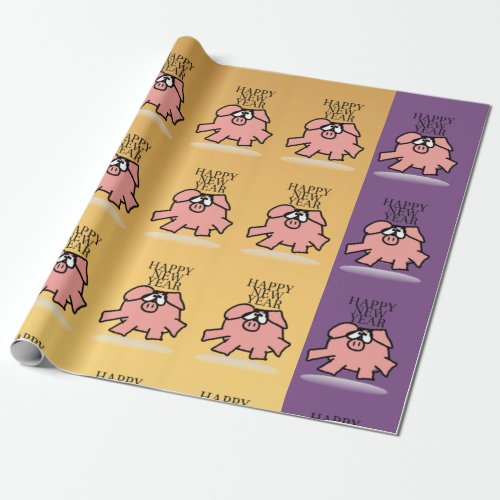 Funny Cartoon Pig Year  Wrapping paper