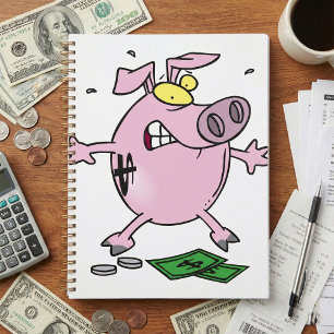Funny Cartoon Piggy Bank Losing Money Planner
