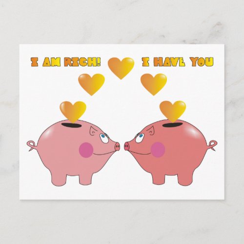 Funny Cartoon Pigs in Love Valentine Postcard