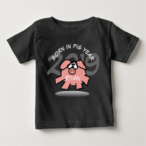 Funny Cartoon Pink Pig 2019 Personalized Baby Tee