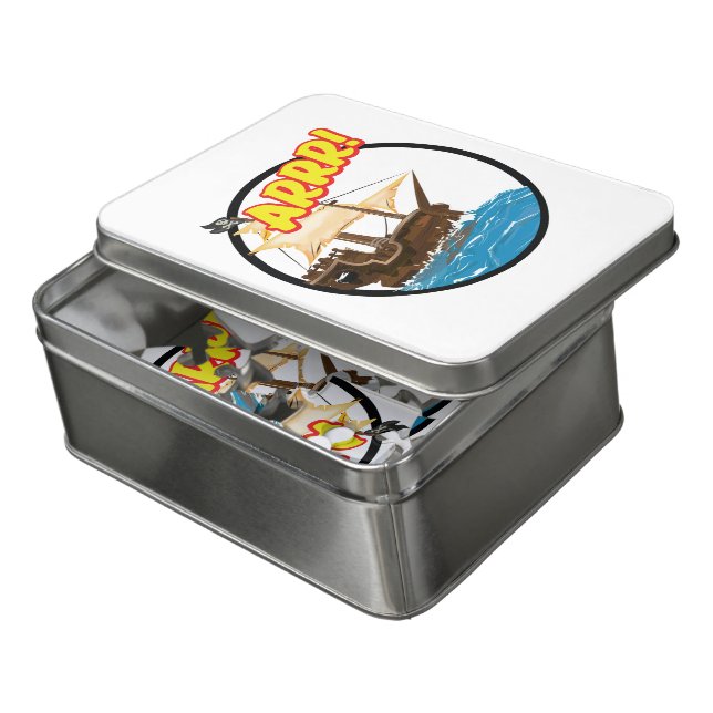 Funny cartoon Pirate ship  Jigsaw Puzzle (Lid Open)