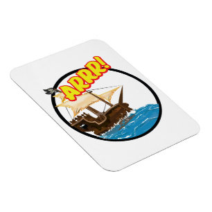 Funny cartoon Pirate ship Magnet