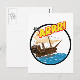 Funny cartoon Pirate ship  Postcard