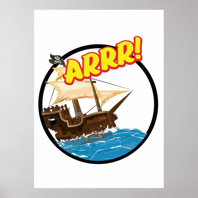 Funny cartoon Pirate ship  Poster (Front)