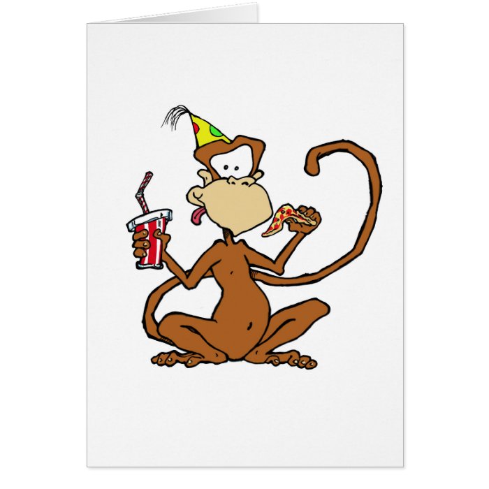 Funny Cartoon Pizza Monkey Card