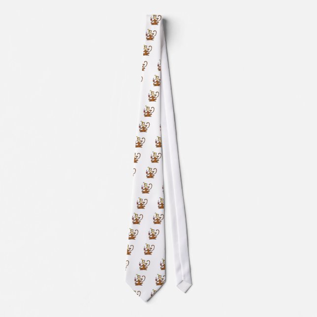 Funny Cartoon Pizza Monkey Neck Tie (Front)