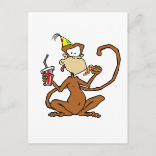 Funny Cartoon Pizza Monkey Postcard