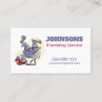 Funny Cartoon Plumber Contractor Plumbing Service Business Card