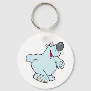 Funny Cartoon Polar Bear Cute Blue Character Keychain