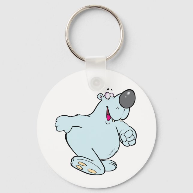 Funny Cartoon Polar Bear Cute Blue Character  Keychain (Front)