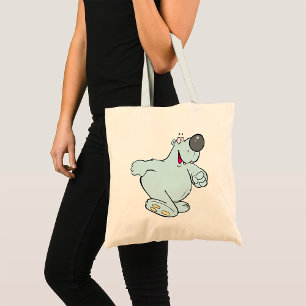 Funny Cartoon Polar Bear Cute Blue Character Tote Bag