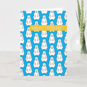Funny Cartoon Polar Bear Happy Birthday Card