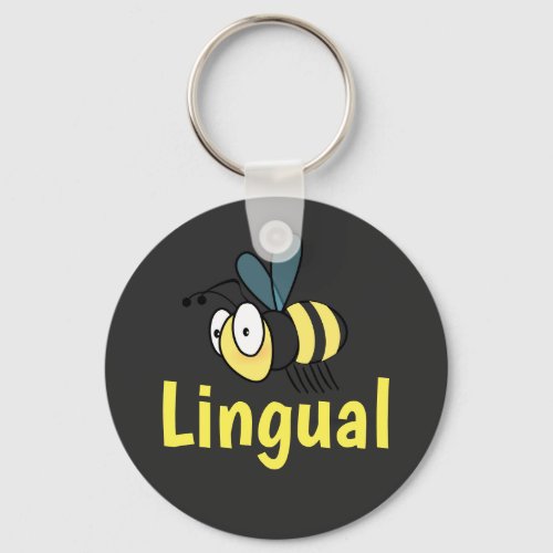 funny cartoon Polyglot Bee Lingual in yellow Keychain