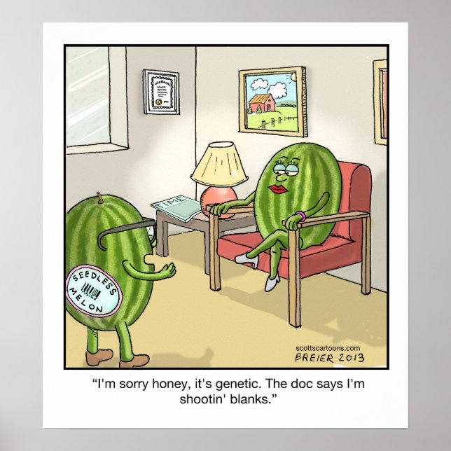 Funny Cartoon Poster-Seedless Watermelon Poster (Front)