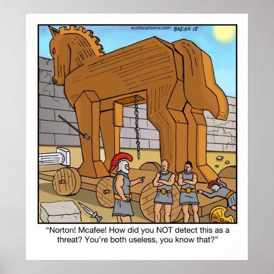 Funny Cartoon Poster- Trojan Horse Poster | Zazzle.com