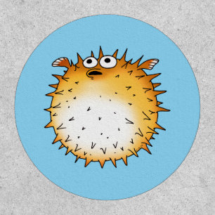 Funny Cartoon Puffer Fish Design Patch