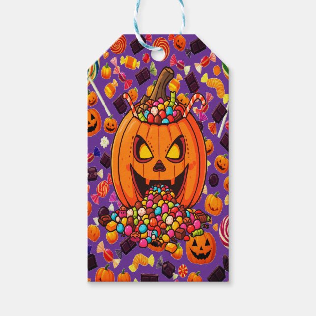Funny Cartoon Pumpkin Gift Tags (Front)