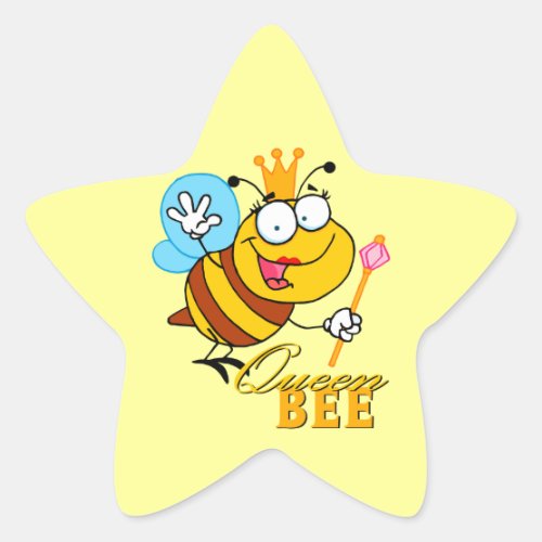 funny cartoon queen bee with text star sticker