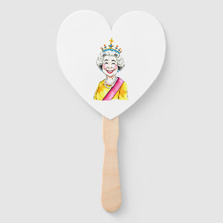 Funny Cartoon Queen Elizabeth II Royal Portrait Hand Fan