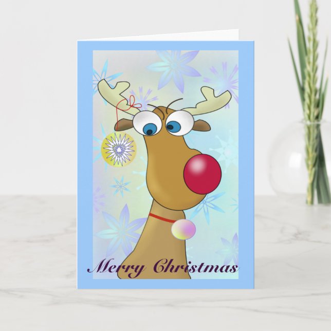 Funny Cartoon Reindeer Christmas Cards (Front)
