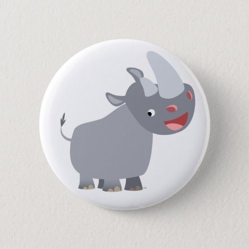 Funny Cartoon Rhino Button Badge
