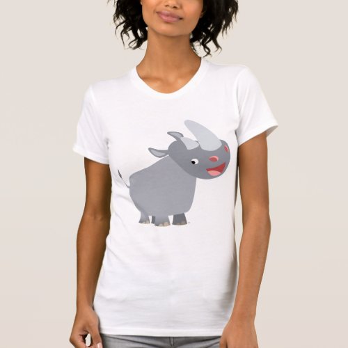 Funny Cartoon Rhino Women T_shirt