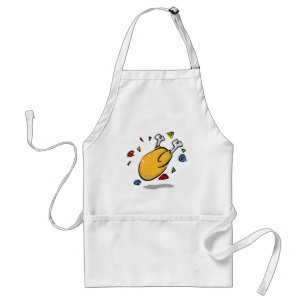 Funny Cartoon Roast Chicken Falling Adult Apron