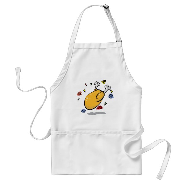 Funny Cartoon Roast Chicken Falling Adult Apron (Front)