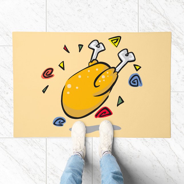 Funny Cartoon Roast Chicken Falling Doormat (Creator Uploaded)