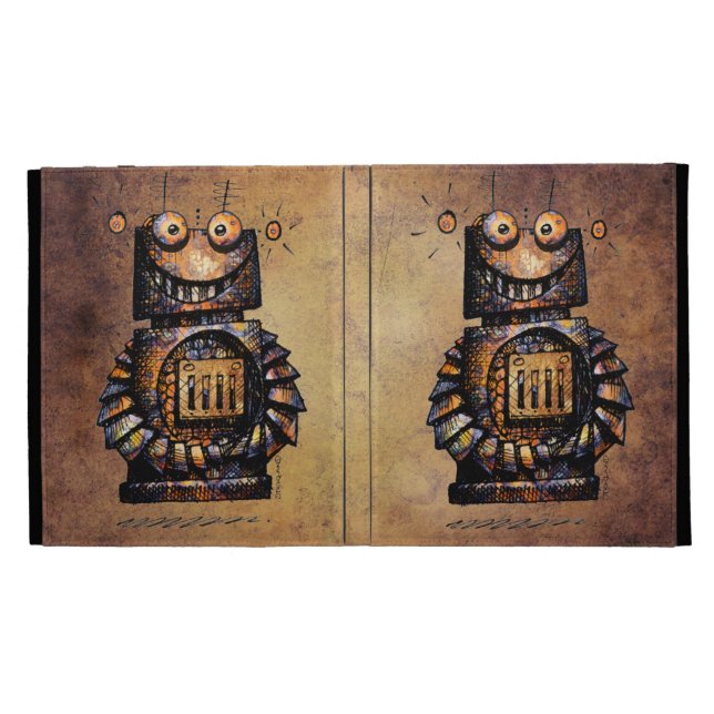 Funny Cartoon Robot iPad Folio Case (Opened)