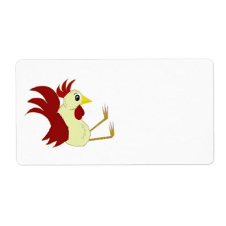 Funny Cartoon Rooster Label