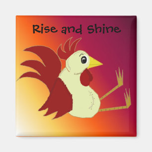 Funny Cartoon Rooster with Saying Magnet
