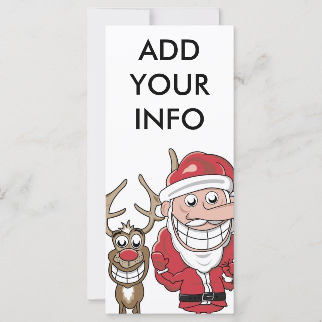 Funny Cartoon Santa and Rudolph (Front)
