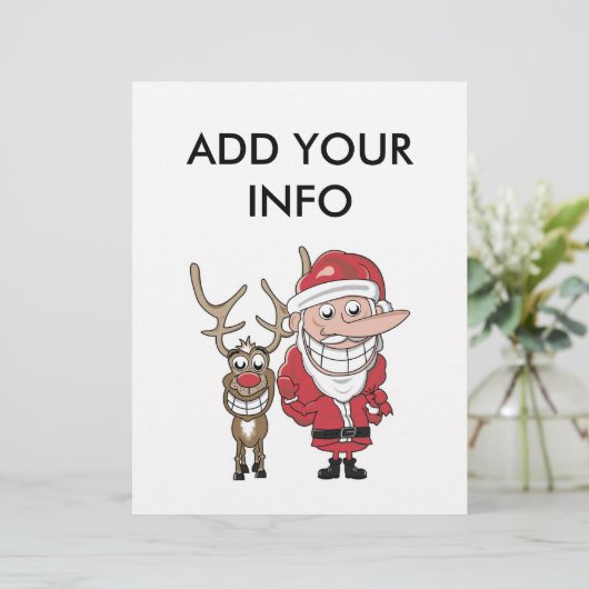 Funny Cartoon Santa and Rudolph (Standing Front)