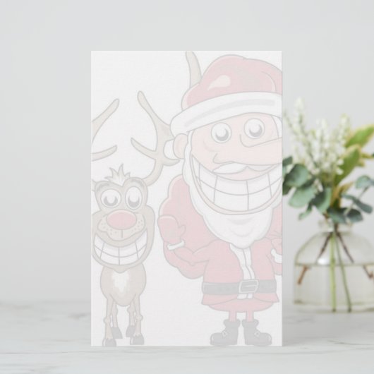 Funny Cartoon Santa and Rudolph (Standing Front)