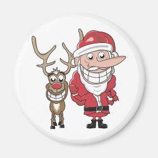 Funny Cartoon Santa and Rudolph Magnet