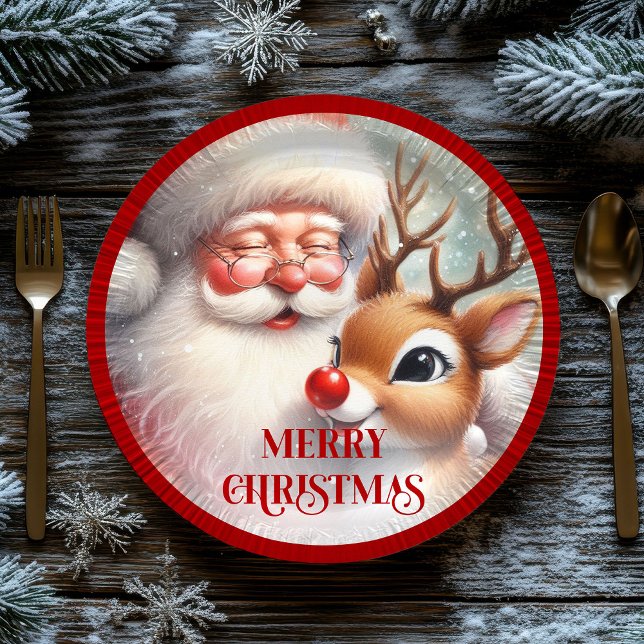 Funny Cartoon Santa Claus Christmas Paper Plates (Funny Cartoon Santa Claus Christmas Paper Plates)