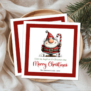 Funny Cartoon Santa Claus Minimalist Christmas Paper Dinner Napkins