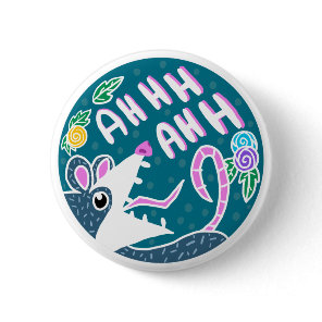Funny Cartoon Screaming Possum Button