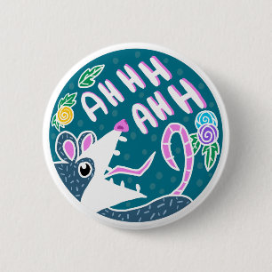Funny Cartoon Screaming Possum Button