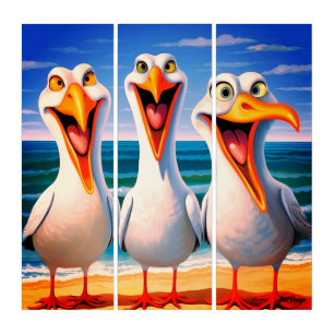 Funny Cartoon Seagull Art 