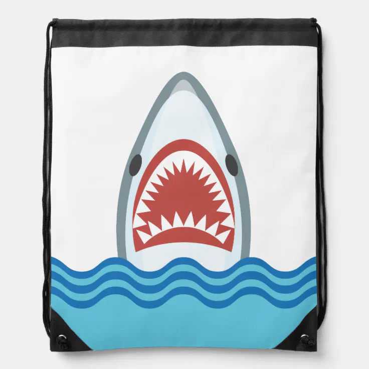 Funny Cartoon Shark Head Drawstring Bag | Zazzle