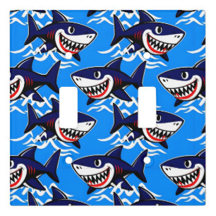 Funny Cartoon Shark Pattern Light Switch Cover
