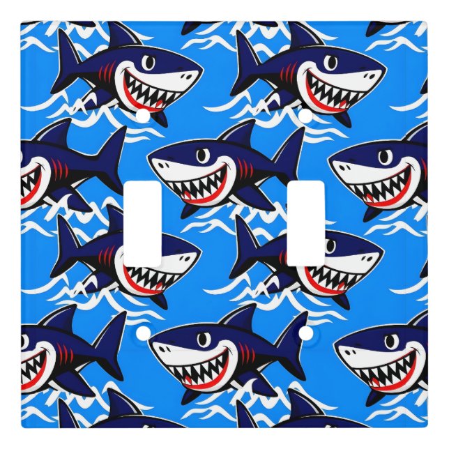Funny Cartoon Shark Pattern Light Switch Cover (Front)