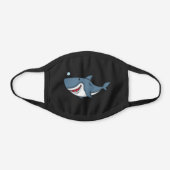 Funny Cartoon Shark Swimming In Ocean Black Cotton Face Mask (Front)