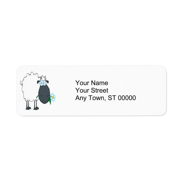 funny cartoon sheep with flower label (Front)