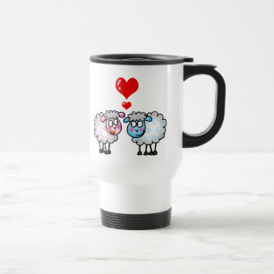 Funny cartoon sheeps, Wedding couple Travel Mug