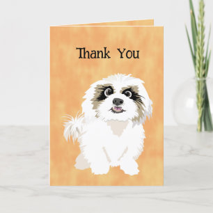 Funny Cartoon Shih Tzu Dog Pun Thank You Card