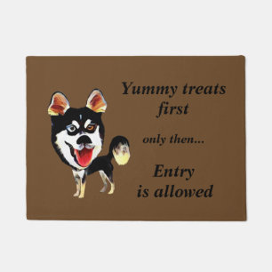 Funny Cartoon Siberian Husky Doormat