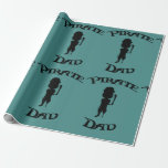 Funny Cartoon Silhouette Pirate Dad Wrapping Paper